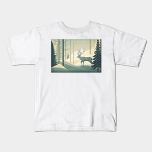 Papercut Deer in a Winter Wonderland Kids T-Shirt